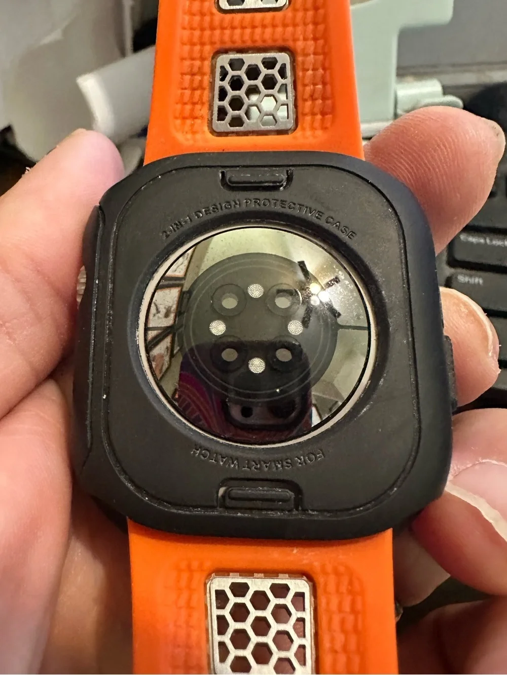 Orange Apple Smartwatch Watch Black Bezel